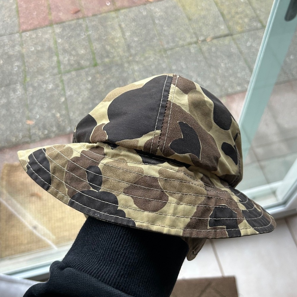 Vintage 80's Goretex Duck Camo Hat Camouflage Hat Thermal Insulate Brown Black - Picture 4 of 9